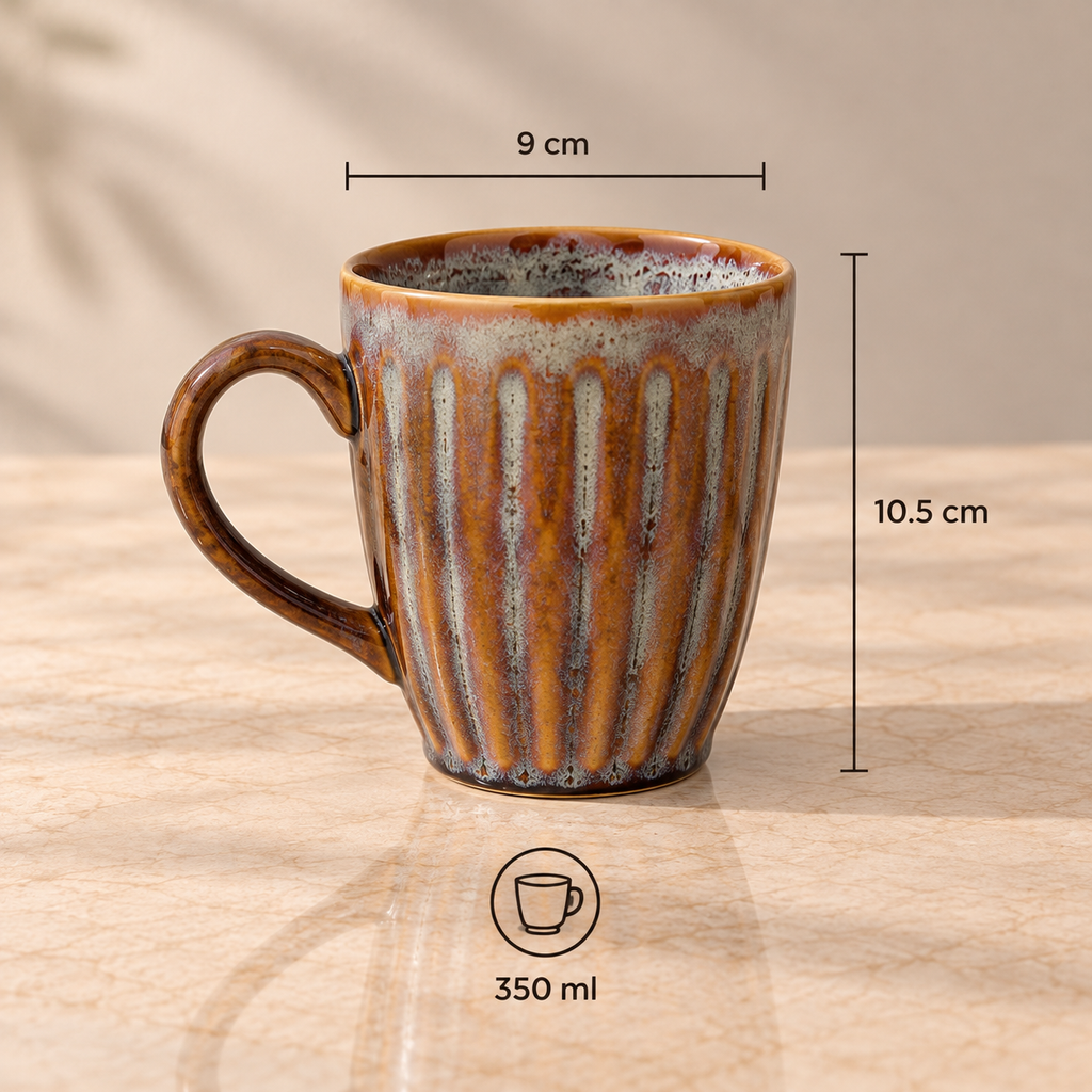 Caramel Ridge porcelain mug set of 2 with textured finish by Ozay Living