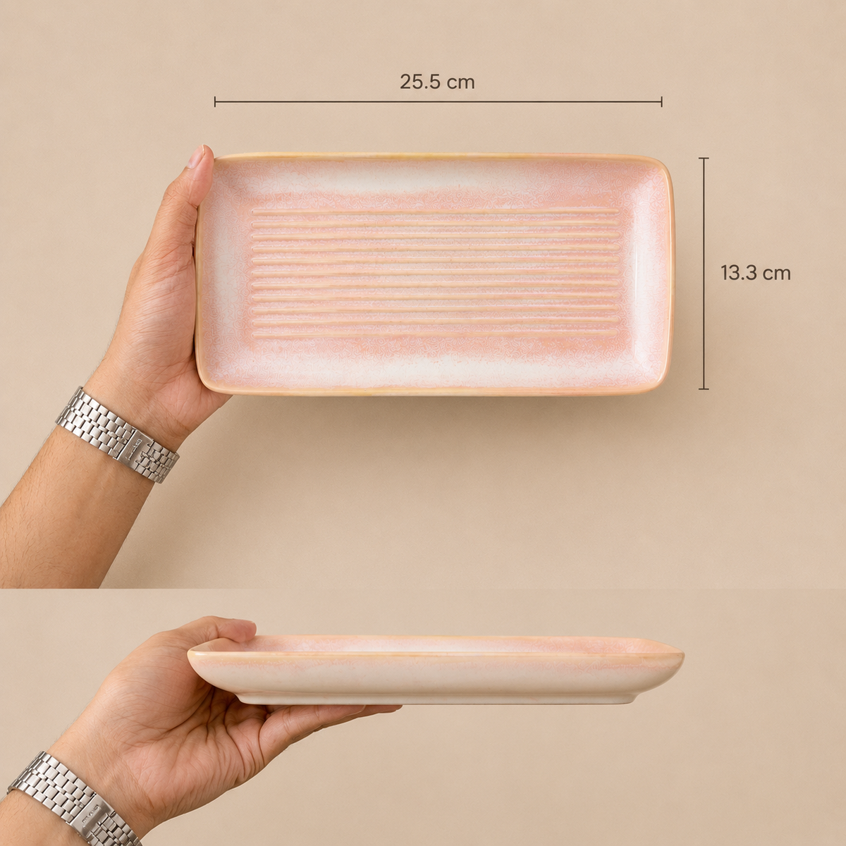 Cherry Blossom pink ceramic serving platter by OZAY Living
