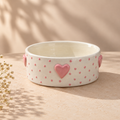 Cupid ceramic bowl with handcrafted pink heart detail by Ozay Living