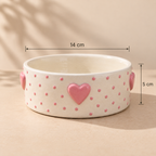 Cupid ceramic bowl with handcrafted pink heart detail by Ozay Living