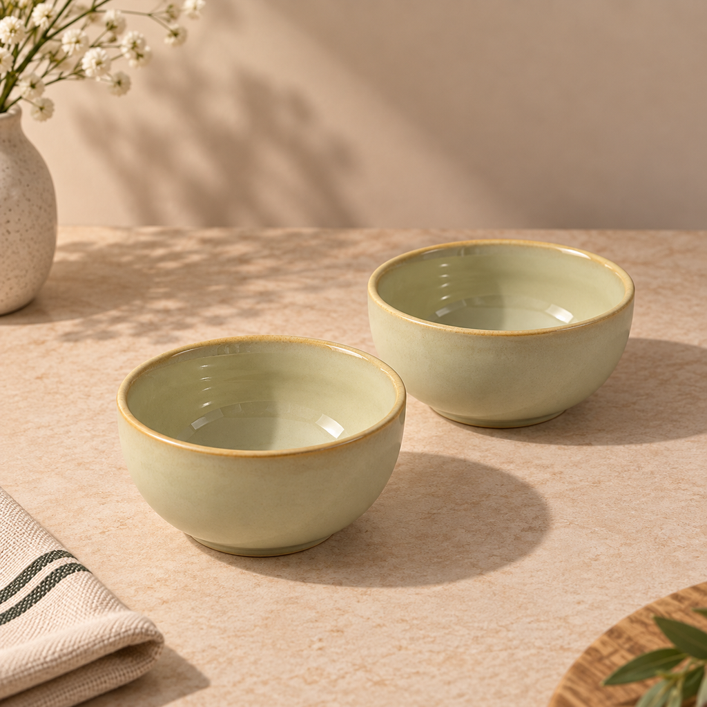 Echo Katori with warm ivory finish and subtle detailing by OZAY Living