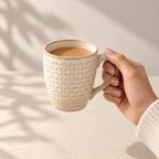 Ivory Weave Cup with textured finish for tea and coffee by Ozay Living