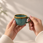 Lagoon Espresso Cup Set of 2 in premium porcelain with artisan-inspired blue glaze by Ozay Living