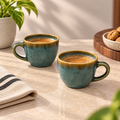 Lagoon Espresso Cup Set of 2 in premium porcelain with artisan-inspired blue glaze by Ozay Living