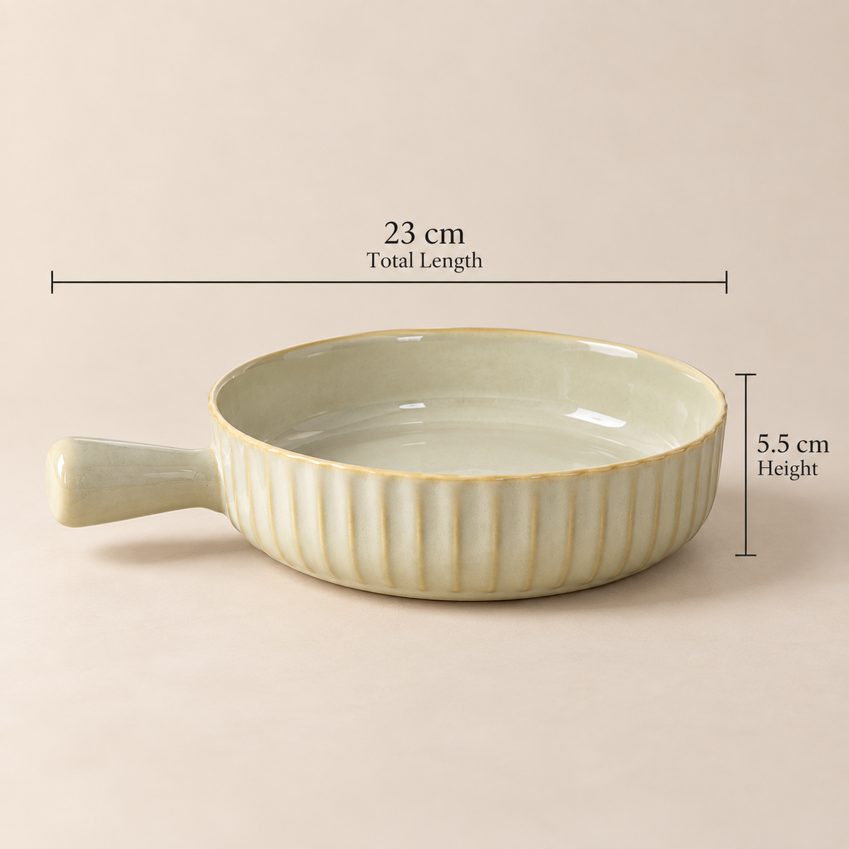 Round ceramic Luna Gloss Serving Bowl with a glossy finish and integrated handle.