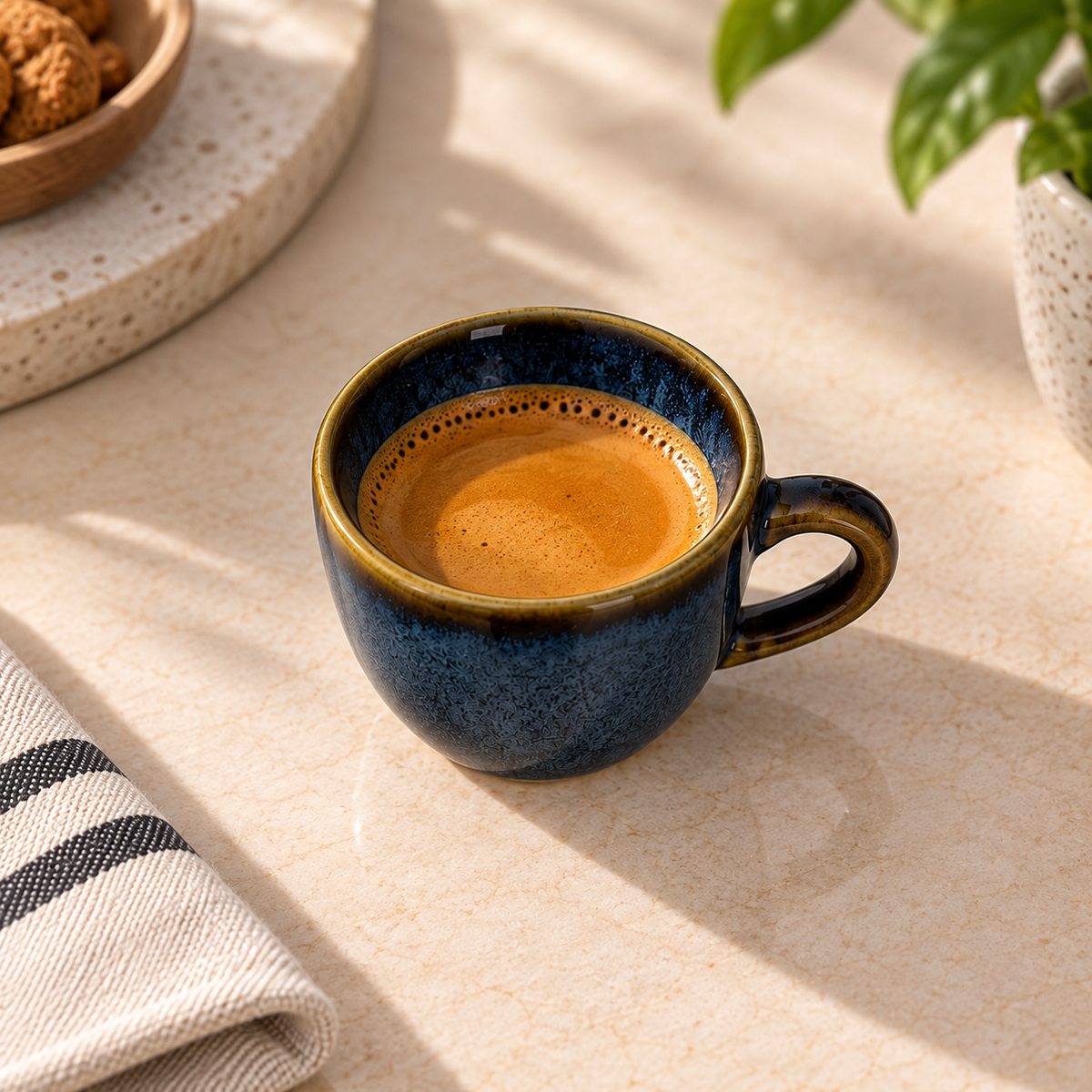 Midnight Espresso Cup Set of 2 ceramic coffee cups in deep blue finish