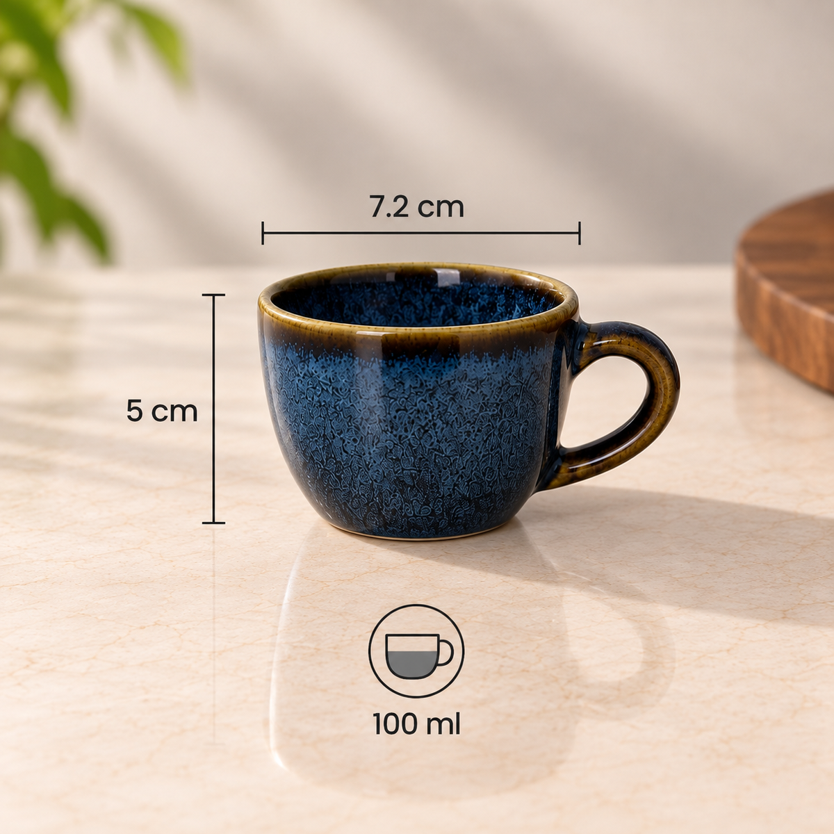 Midnight Espresso Cup Set of 2 ceramic coffee cups in deep blue finish