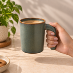 Moss Arc Mug Set of 2 with unique geometric handle by Ozay Living