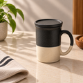 Noir Cover Mug Set of 2 with matching ceramic coaster lid by Ozay Living