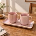Ritual ceramic cup set with two cups and serving platter by Ozay Living