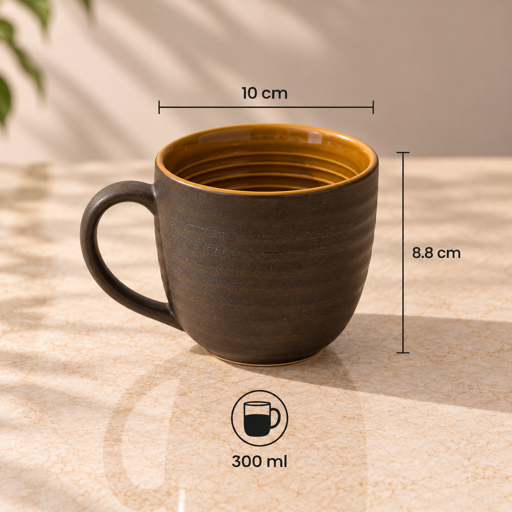 Rustic Ember porcelain mug set of 2 with matte finish by Ozay Living