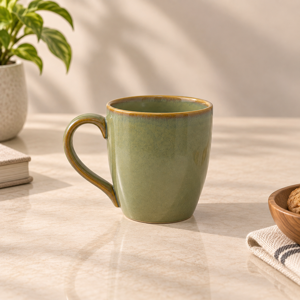 Sage Mist Cup Set of 2 in premium green porcelain for tea and coffee by Ozay Living