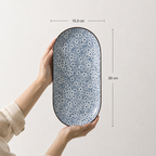 Sakura floral ceramic serving platter showing 30 cm length and 15.3 cm width
