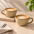 Sand Barista Cup Set of 2 ceramic coffee cups with a soft neutral finish