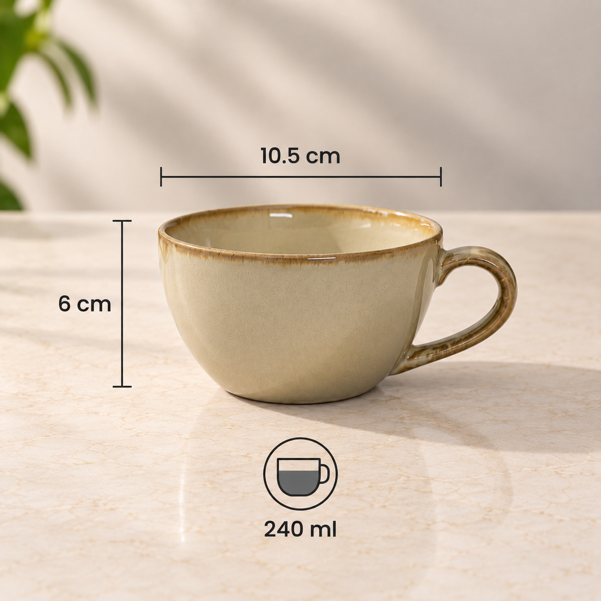 Sand Barista Cup Set of 2 ceramic coffee cups with a soft neutral finish