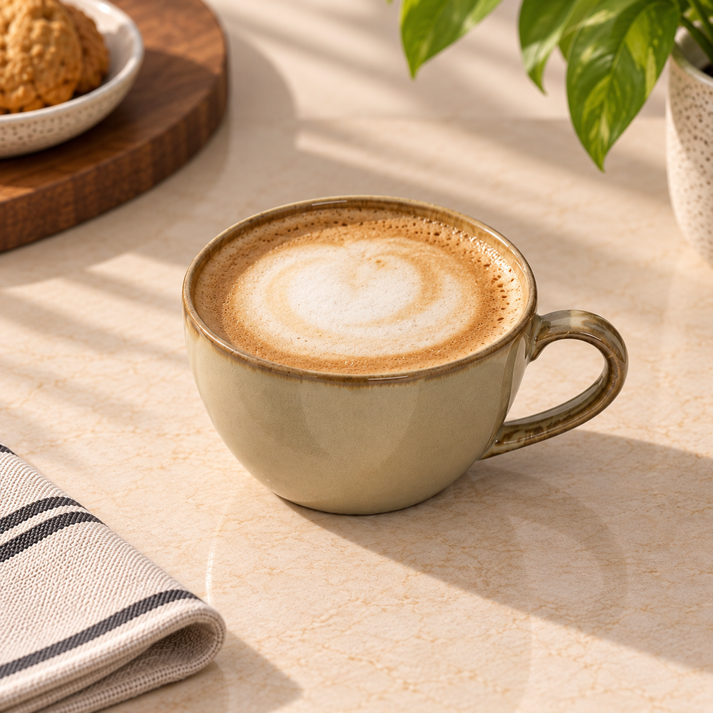 Sand Barista Cup Set of 2 ceramic coffee cups with a soft neutral finish