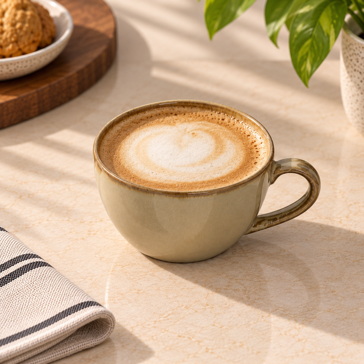 Sand Barista Cup Set of 2 ceramic coffee cups with a soft neutral finish