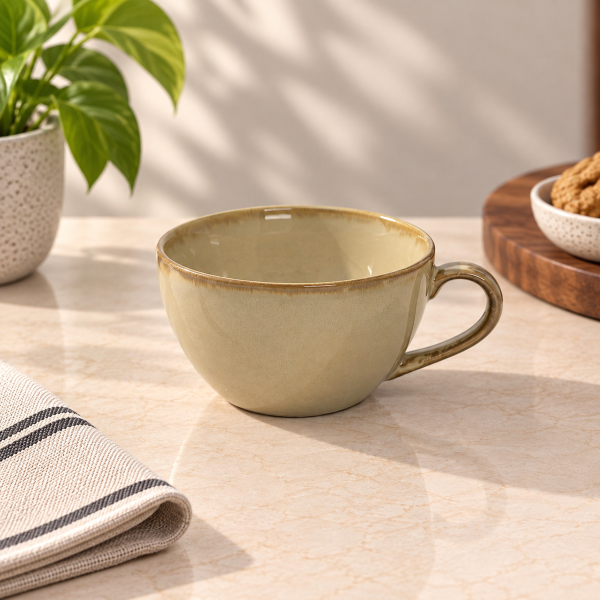 Sand Barista Cup Set of 2 ceramic coffee cups with a soft neutral finish
