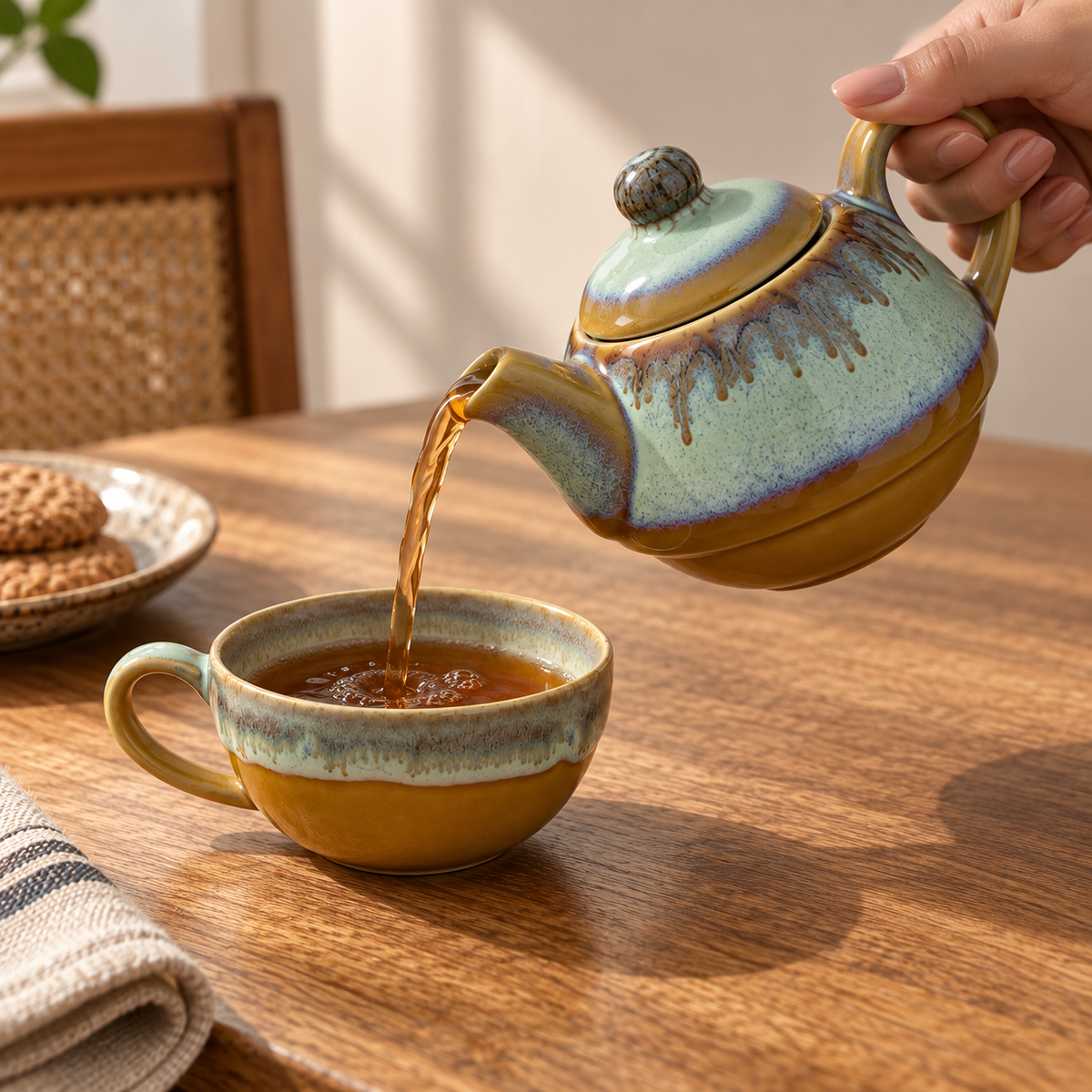 Solo Ritual ceramic tea set with teapot, cup and lid by Ozay Living

