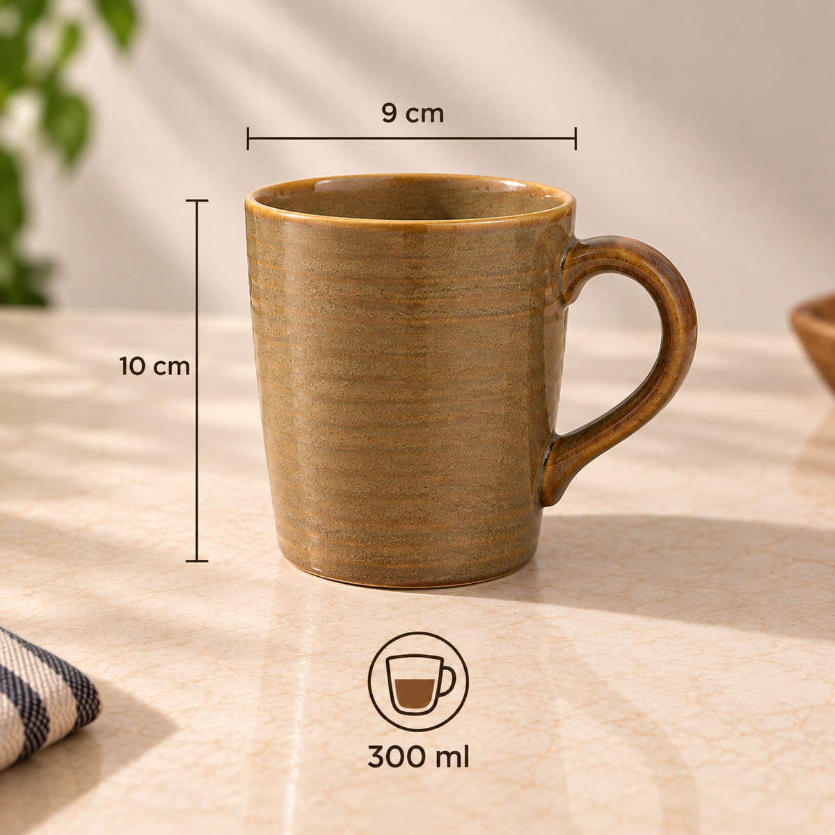 Alden ceramic mug with earthy glazed finish and rounded handle by OZAY Living