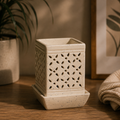 Aster Aroma Lamp ceramic diffuser styled in a warm home setting