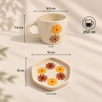 Autumn Bloom Ceramic Cup & Saucer with hand-painted floral design