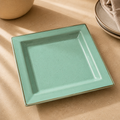 Azula mint green square ceramic serving platter with speckled finish