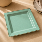 Azula mint green square ceramic serving platter with speckled finish