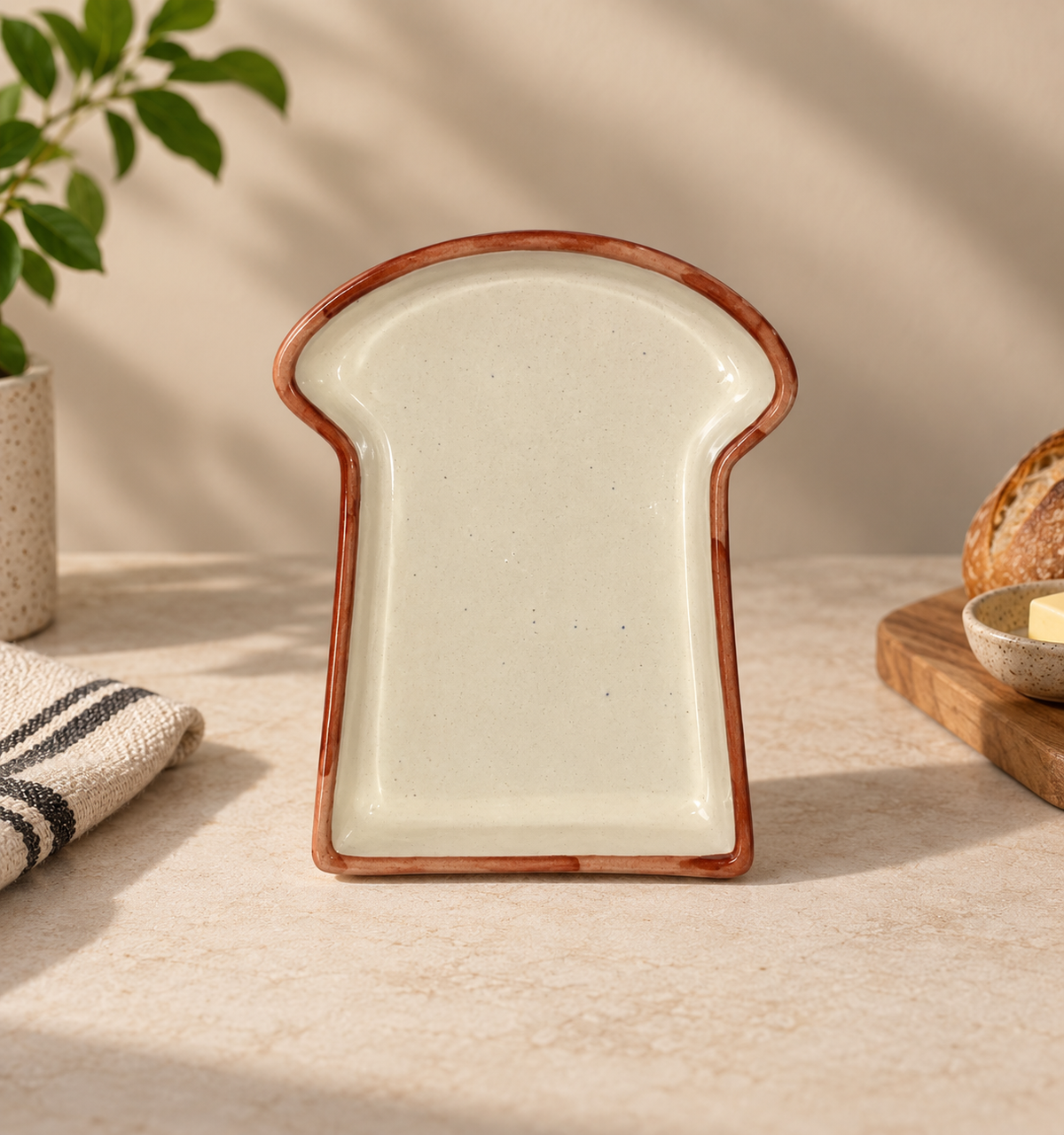 Ozay Living Ceramic Baker's Bread Plate Set of 2 for serving toast, sandwiches, pastries, cookies and everyday snacks.