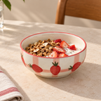 Berry Bliss ceramic bowl with strawberry design by Ozay Living
