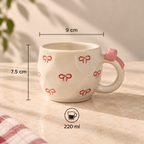 Blush Bow Ceramic Cup with handcrafted 3D pink bow design