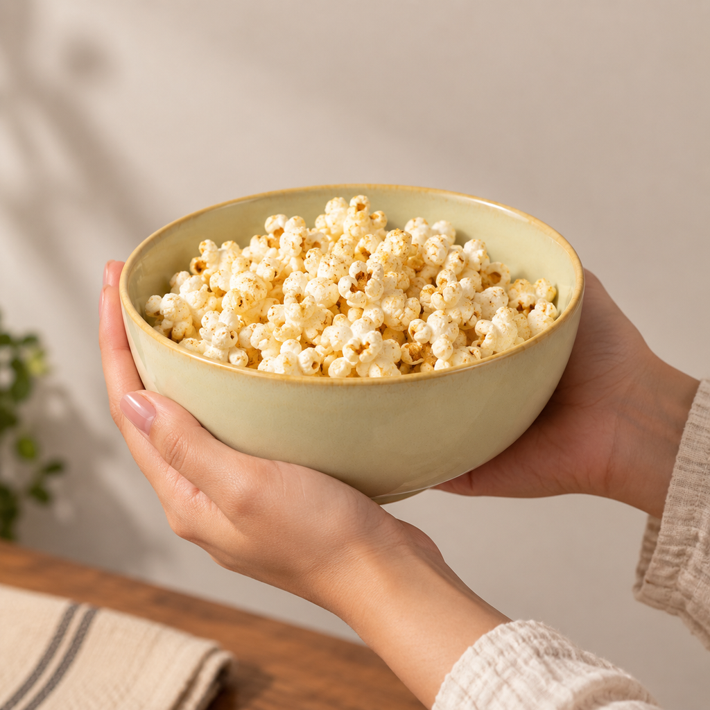 Echo serving bowl with warm ivory finish and subtle detailing by OZAY Living