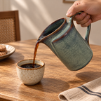 Luma ceramic serving jug with pouring spout and handle by OZAY Living