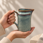 Luma ceramic serving jug with pouring spout and handle by OZAY Living