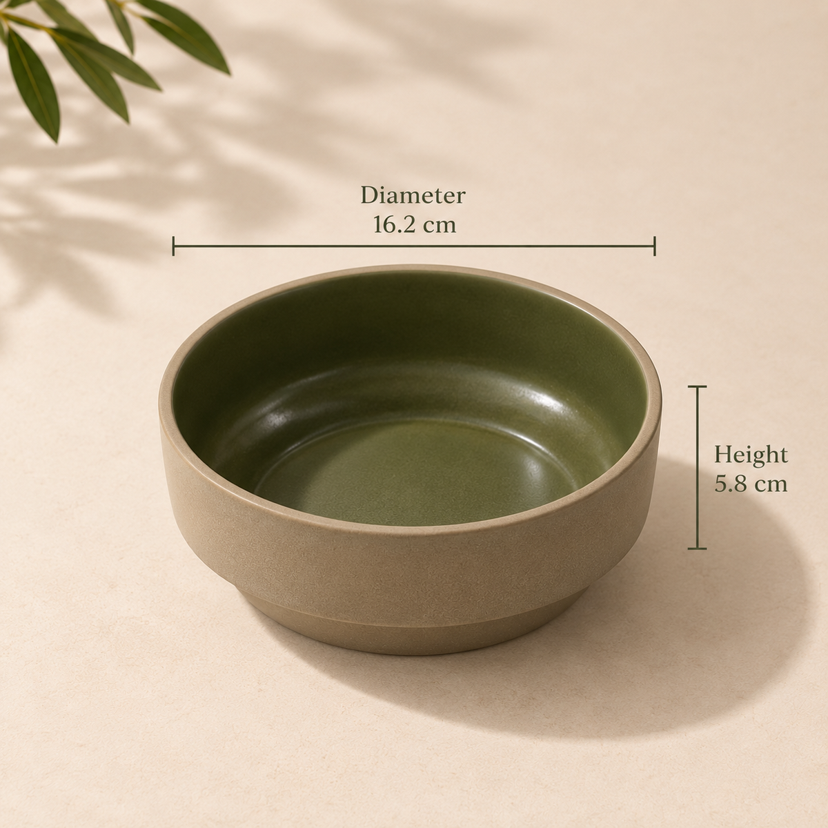 Moss green ceramic serving bowl by OZAY Living