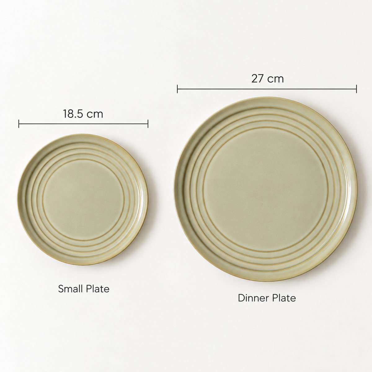 Porcelain Echo Dinner Plates by Ozay Living with minimalist concentric ring design for snacks, desserts and everyday dining.