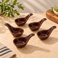OZAY Living Scoop Dip Cup set of three dark brown ceramic dipping cups for sauces and condiments
