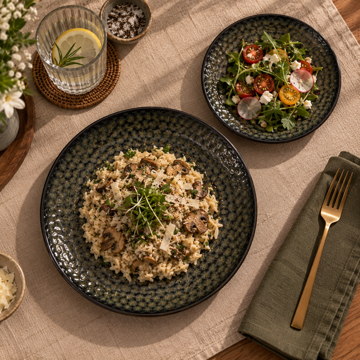 Pebble ceramic dinner plates with textured earthy finish by OZAY Living