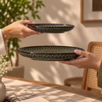 Pebble ceramic dinner plates with textured earthy finish by OZAY Living