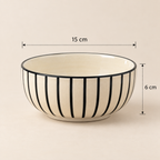 Pinstripe ceramic bowl with minimalist striped design by Ozay Living
