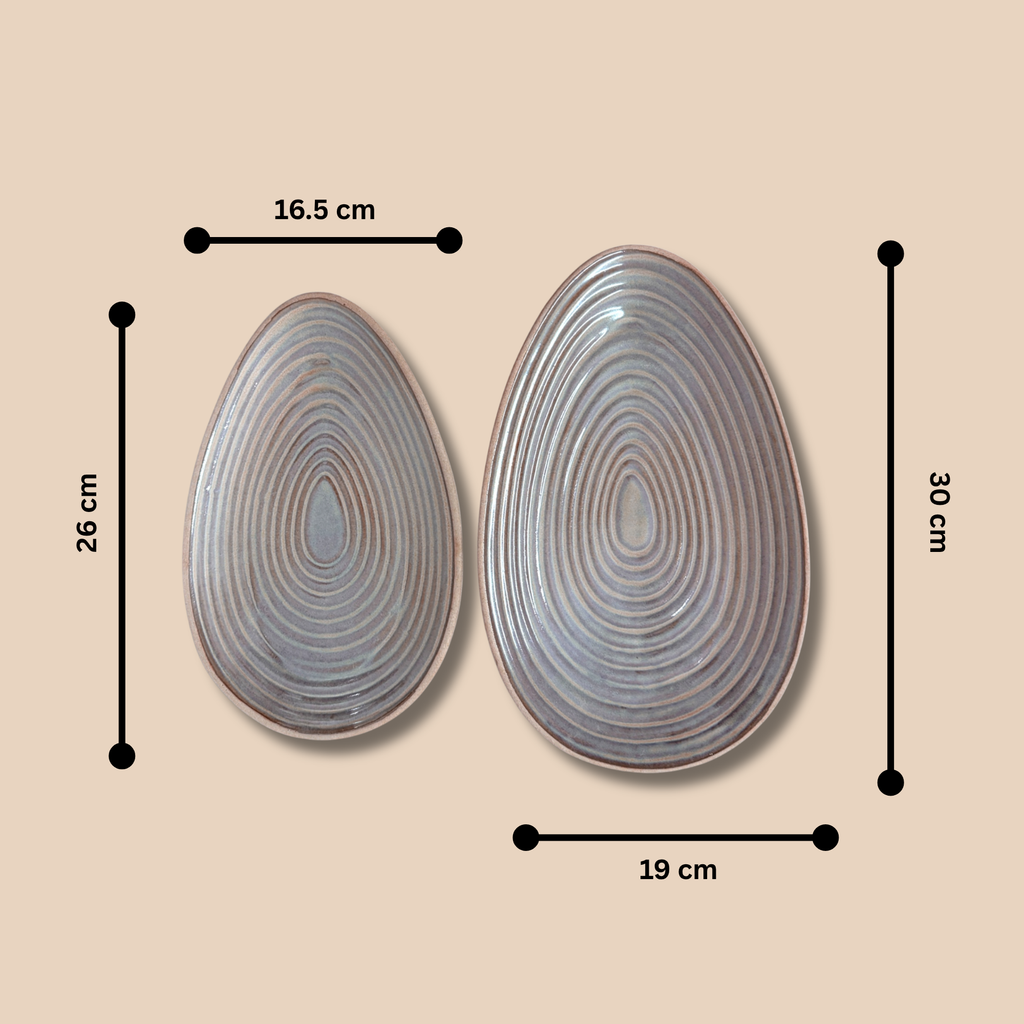 Terra ceramic serving platter with earthy rustic finish by OZAY Living