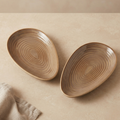 Terra ceramic serving platter with earthy rustic finish by OZAY Living