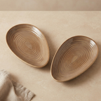 Terra ceramic serving platter with earthy rustic finish by OZAY Living