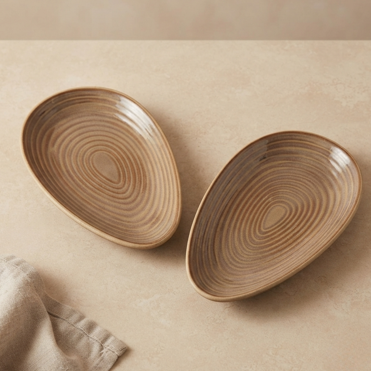 Terra ceramic serving platter with earthy rustic finish by OZAY Living